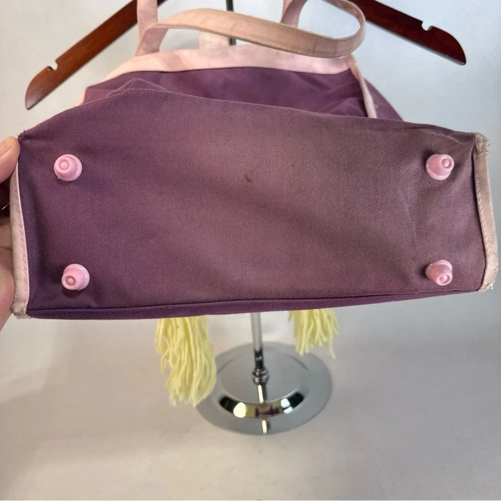 Vintage Cabbage Patch Kids Doll Face Canvas Tote Bag Purple & Pink Blonde 1983